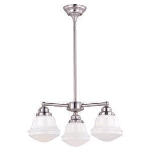 Vaxcel H0214 H0213 Huntley Steel 3 Light Mini Chandelier Satin Nickel with Milk Glass