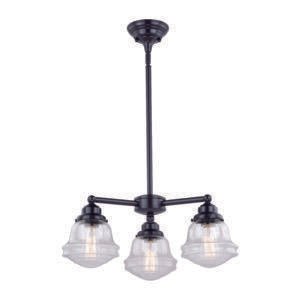 Vaxcel H0216 H0213 Huntley Steel 3 Light Mini Chandelier Oil Rubbed Bronze with Milk Glass