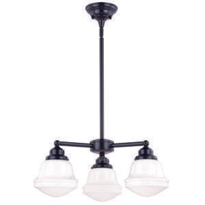 Vaxcel H0215 H0213 Huntley Steel 3 Light Mini Chandelier Oil Rubbed Bronze with Clear Seeded Glass