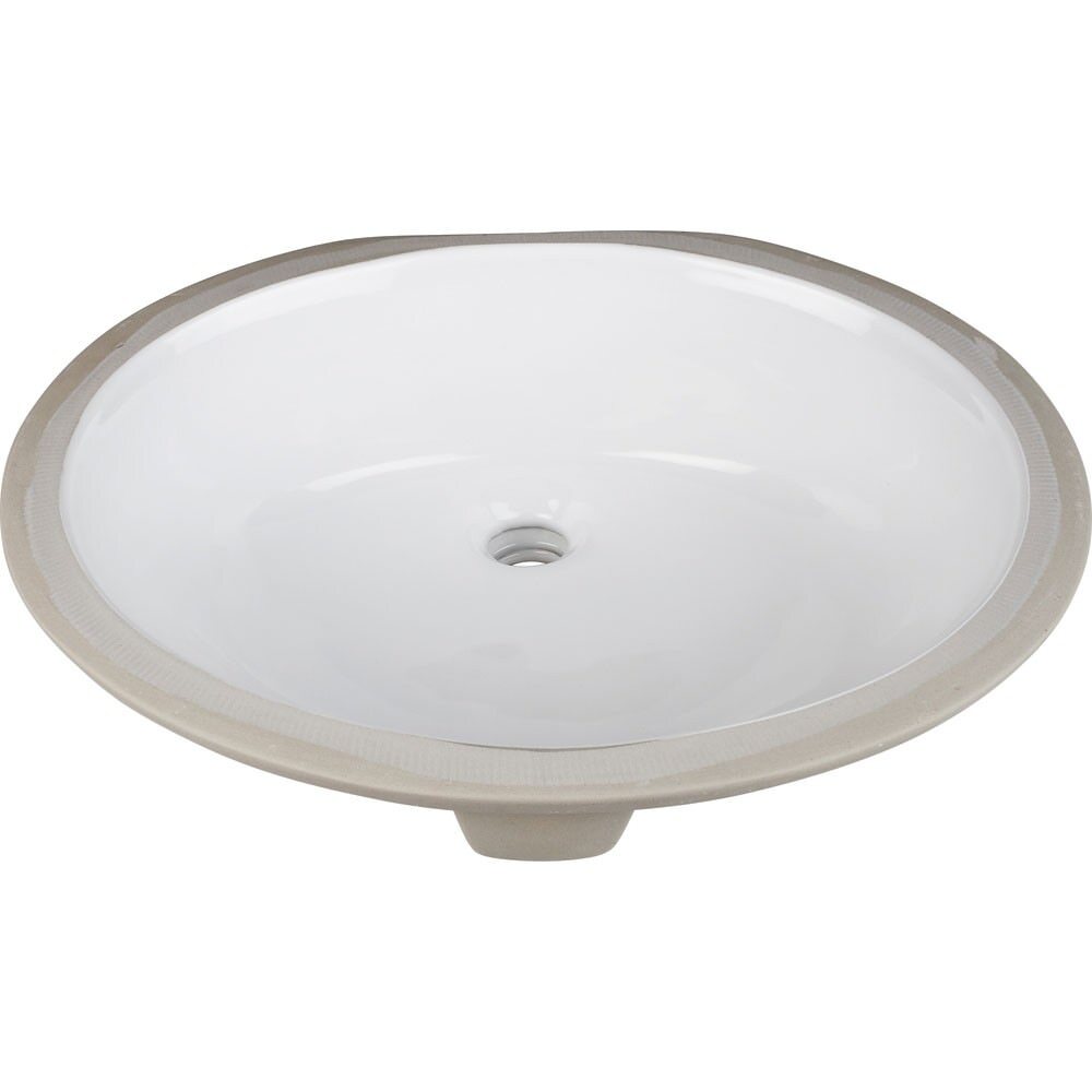 Hardware Resources H8810WH 17" White Oval Undermount Porcelain Bowl
