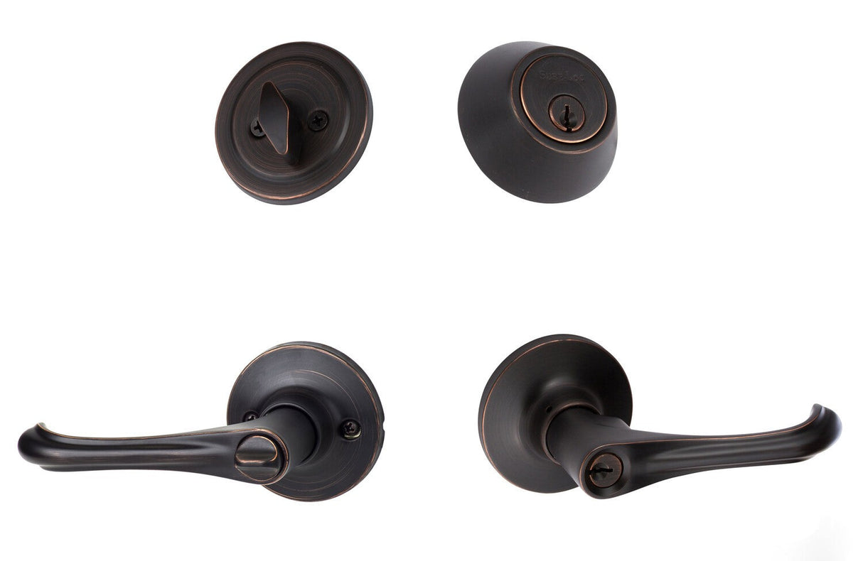 Sure-Loc HA107/DB201 11P vintage bronze keyed entry door lever and deadbolt