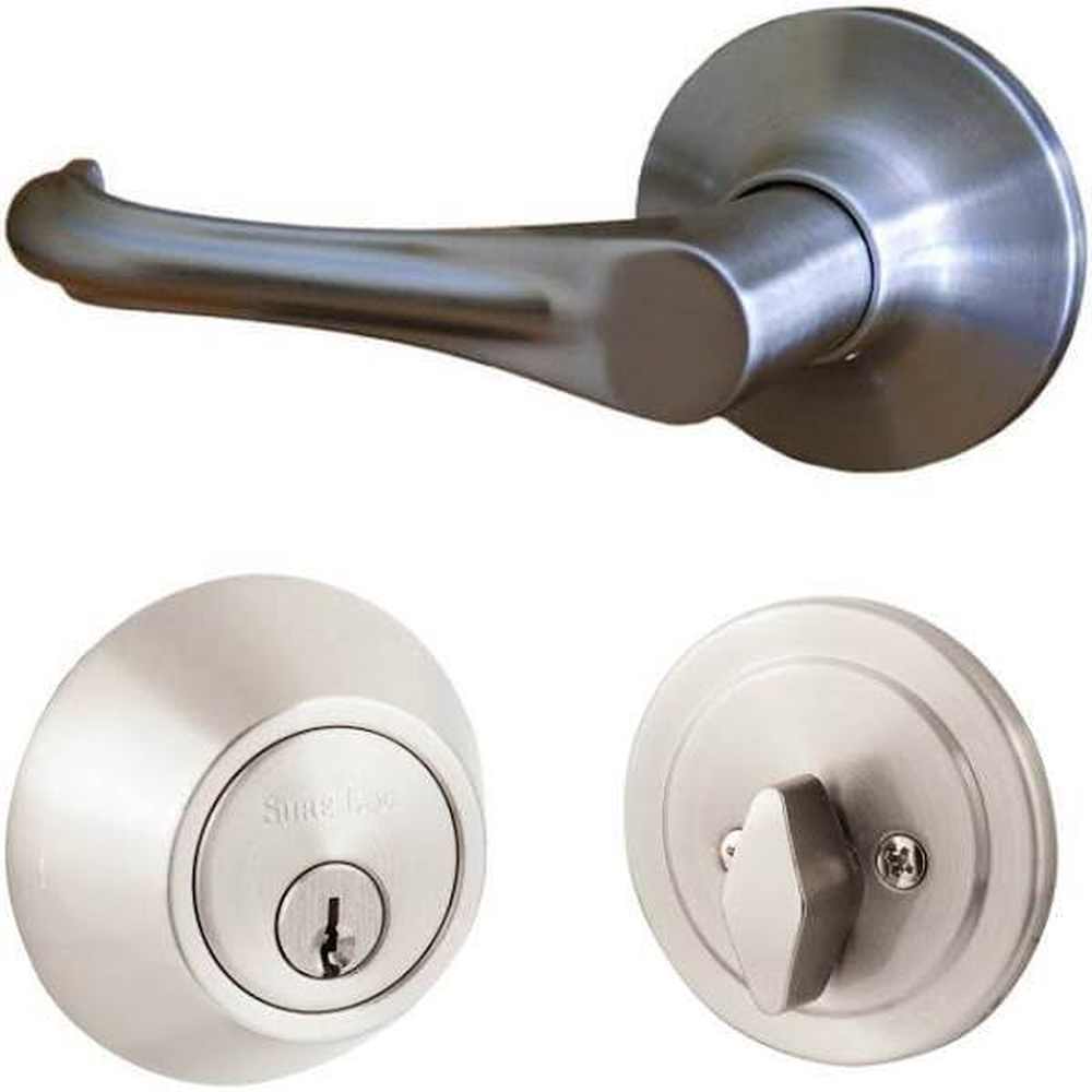 Sure-Loc HA107/DB201 15 satin nickel keyed entry door lever and deadbolt