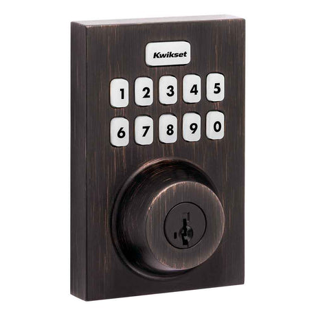 Kwikset HC620CNTZW700LR Contemporary Home Connect Keypad Connected Smart Lock Deadbolt in Venetian Bronze