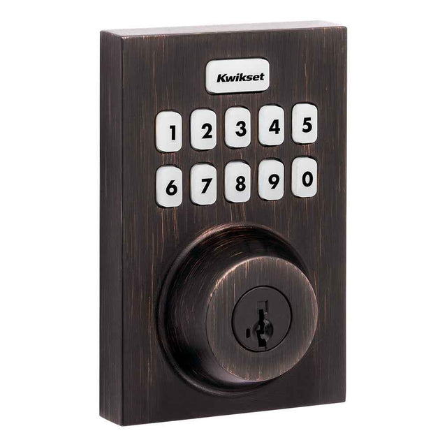 Kwikset HC620CNTZW700LR Contemporary Home Connect Keypad Connected Smart Lock Deadbolt in Venetian Bronze