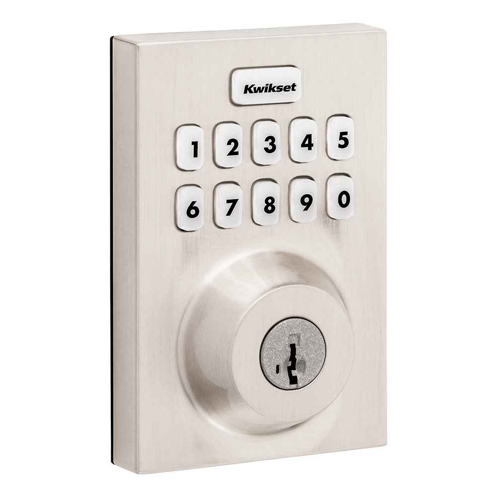 Kwikset HC620CNTZW700LR Contemporary Home Connect Keypad Connected Smart Lock Deadbolt in Satin Nickel