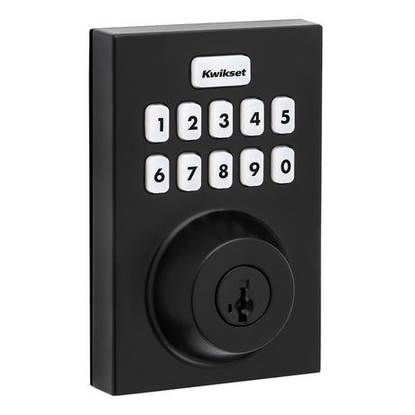 Kwikset HC620CNTZW700LR Contemporary Home Connect Keypad Connected Smart Lock Deadbolt in Matte Black