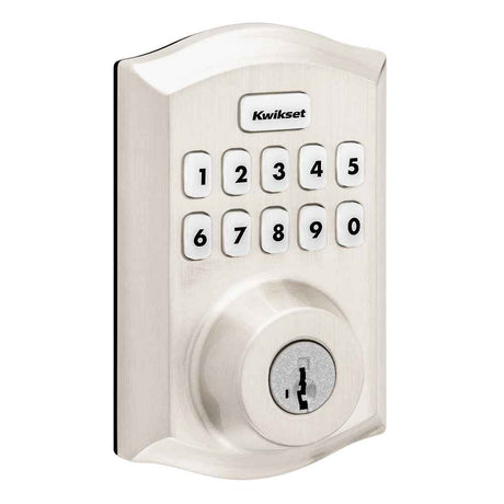 Kwikset HC620TRLZW700LR Traditional Home Connect Keypad Connected Smart Lock Deadbolt in Satin Nickel