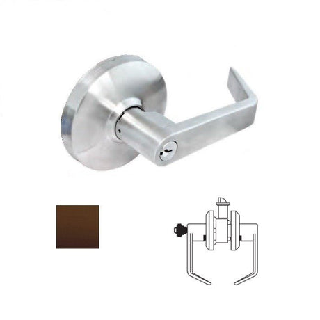 Cal-Royal ICCGN03 Grade 1 Clutch SFIC Classroom Door Lever Lockset with 2-3/4" Backset Less Core in oil-rubbed bronze, additional view