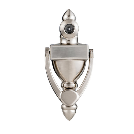 GEO GBH-KV160UL 4" Door Knocker with 20 Minute UL Fire Rated 160 Degree Door Viewer for 1/2" Hole for 1-1/8" to 1-7/8" Door - Satin Nickel
