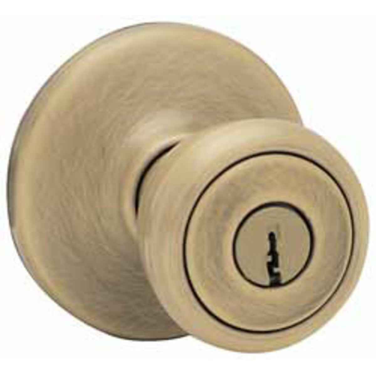 Kwikset CP400T-5 Clear Pack Tylo Knob Entry Door Lock in Antique Brass
