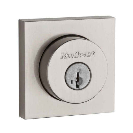 Kwikset 982SQT Single Cylinder Halifax Square Rose Deadbolt SmartKey in Satin Nickel