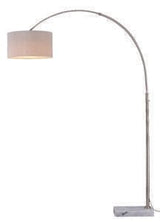 Vaxcel L0002 L0001 Luna Steel Instalux LED Arc Lamp Satin Nickel with Brown Linen Shade