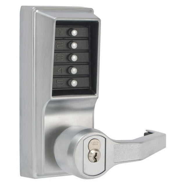 Kaba Simplex LL1021M26D satin chrome combination entry with key override
