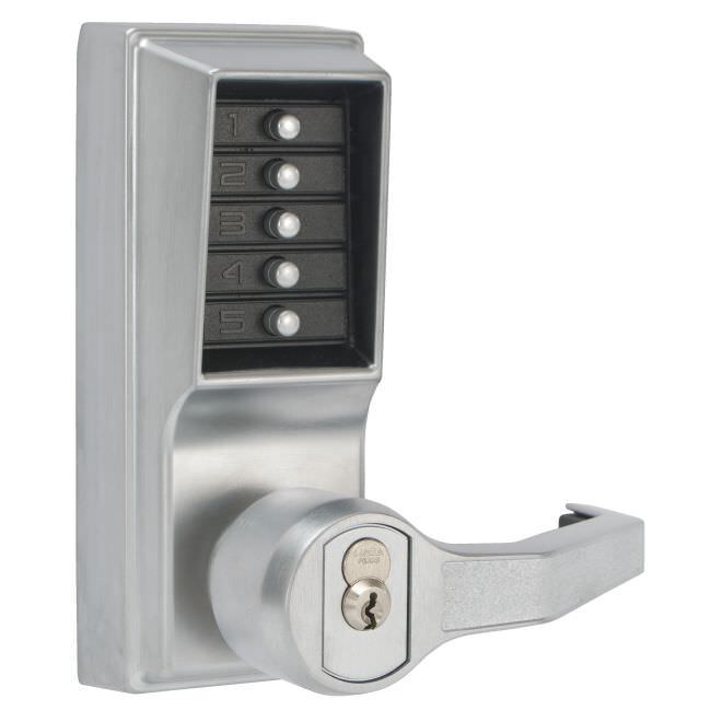 Kaba Simplex LR1021S26D satin chrome mechanical pushbutton lock