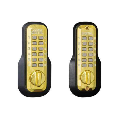 Lockey M210BBDC bright brass mechanical pushbutton locksets