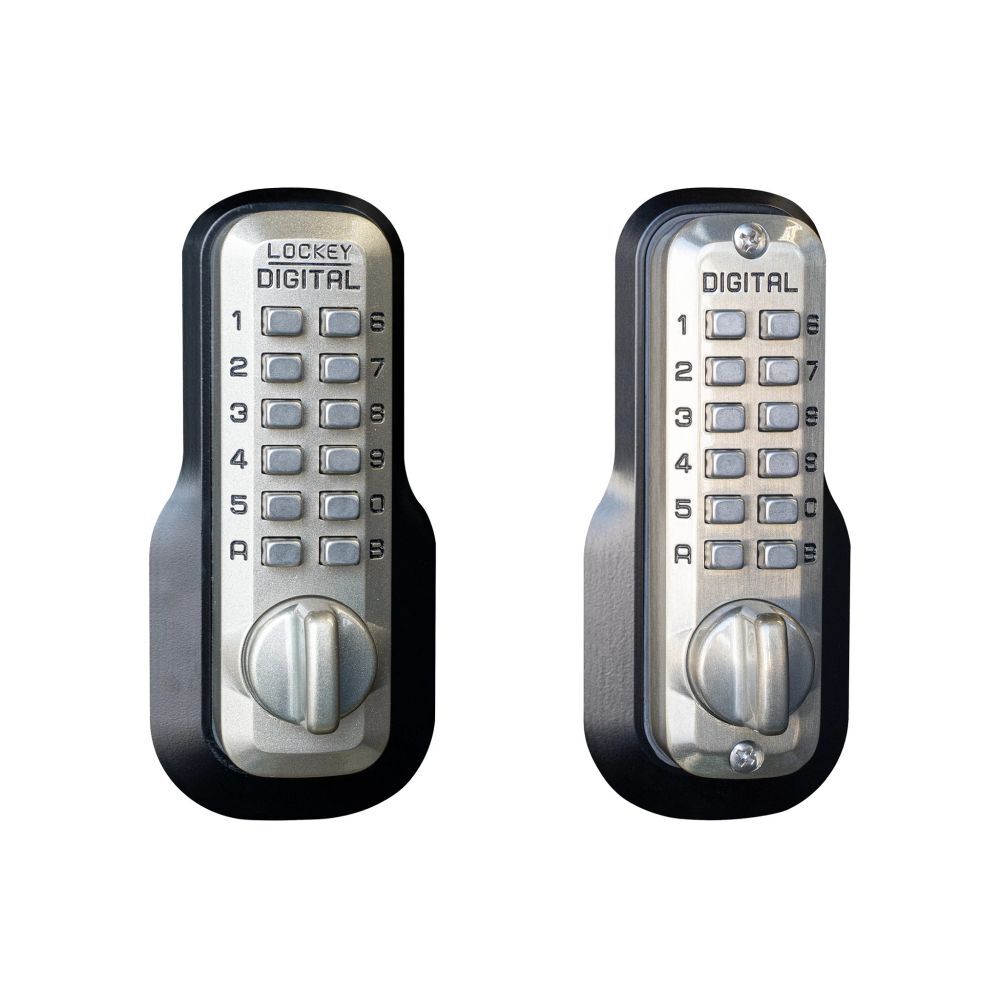 Lockey M210SNDC satin nickel mechanical pushbutton locksets