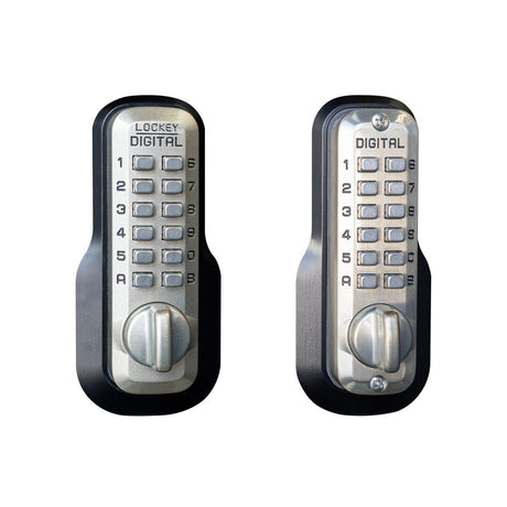 Lockey M210SNDC satin nickel mechanical pushbutton locksets