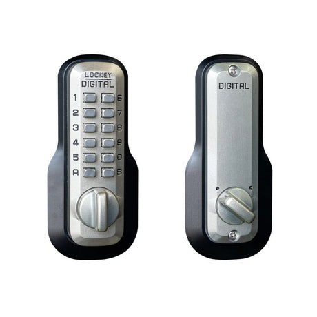 Lockey M210SN satin nickel mechanical pushbutton locksets