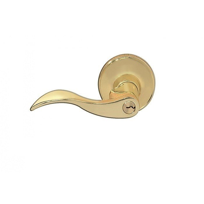 Cal-Royal MAY00-3-LH keyed entry keyed entry door lever in polished brass, additional view