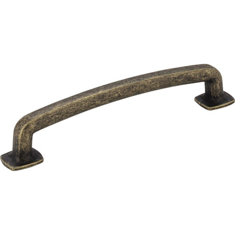 Jeffrey Alexander MO6373-128ABM-D distressed antique brass cabinet drawer pull