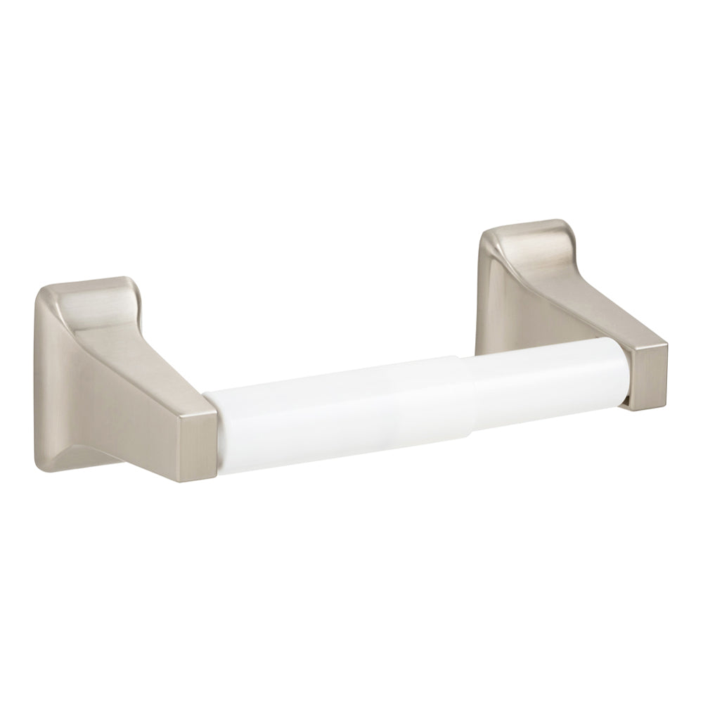 GEO GBA-OLSPHW 2-1/4" x 7-1/8" Traditional Surface Paper Holder with White Roller - Satin Nickel