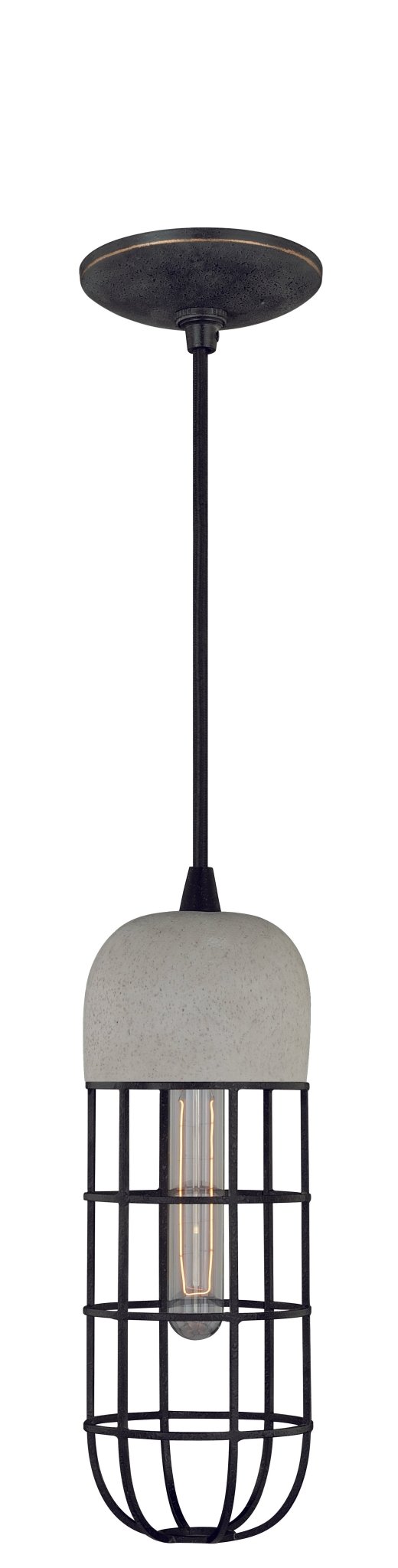 Vaxcel P0073 5" Concrete Steel Mini Pendant Black Iron