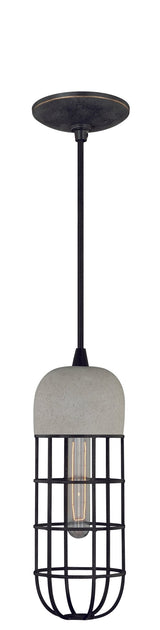 Vaxcel P0073 5" Concrete Steel Mini Pendant Black Iron