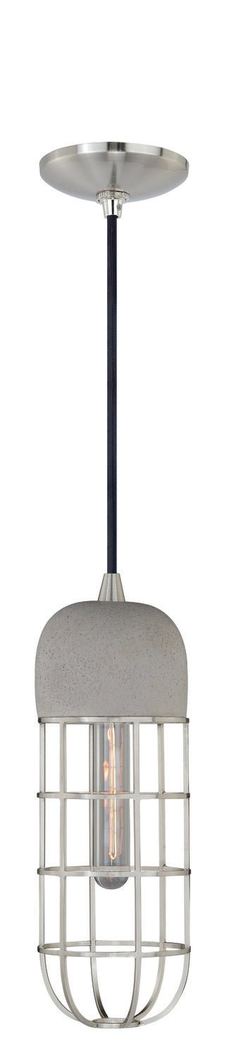 Vaxcel P0074 P0073 5" Concrete Steel Mini Pendant Satin Nickel
