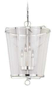Vaxcel P0117 16-1/2" 630 Series Steel W/Clear Glass Pendant Polished Nickel