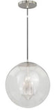 Vaxcel P0121 15-3/4" 630 Series Steel Clear Seeded Glass Pendant Polished Nickel