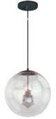 Vaxcel P0123 P0121 15-3/4" 630 Series Steel Clear Seeded Glass Pendant Black Iron