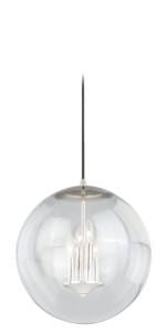 Vaxcel P0124 15-3/4" 630 Series Steel W/Clear Glass Pendant Polished Nickel