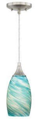 Vaxcel P0172 P0171 Milano Glass Celeste Wave Mini Pendant Satin Nickel