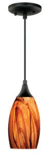Vaxcel P0177 Milano Glass Smoky Fire Mini Pendant Oil Rubbed Bronze