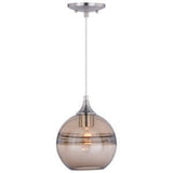 Vaxcel P0274 8" Milano Steel Amber Fog Glass Mini Pendant Satin Nickel