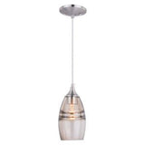 Vaxcel P0276 5" Milano Steel Amber Fog Glass Mini Pendant Satin Nickel