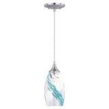Vaxcel P0278 5" Milano Steel Caribbean Swirl Glass Mini Pendant Satin Nickel