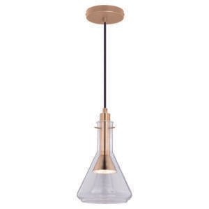Vaxcel P0286 P0285 6-1/2" Bunsen Steel LED Mini Pendant Natural Brass