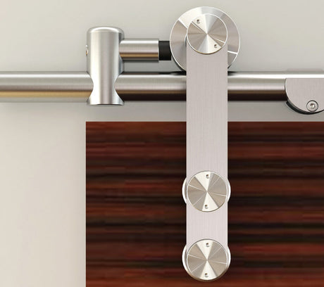 Orca Hardware RDST-SS-8 barn door sliding track kit in satin stainless, front view