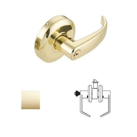 Cal-Royal RL03 Grade 2 Keyed Classroom Door Lever Lockset with 2-3/4" Backset in polished brass, additional view