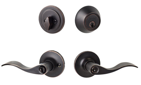 Sure-Loc Hardware SB107/DB201 FBL Snowbird keyed entry lever and deadbolt in polished brass, additional view