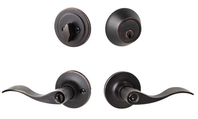 Sure-Loc Hardware SB107/DB201 FBL Snowbird keyed entry lever and deadbolt in polished brass, additional view