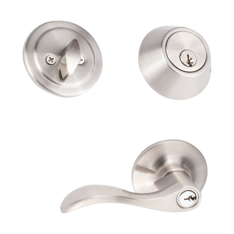 Sure-Loc SB107/DB201 15 satin nickel keyed entry lever and deadbolt
