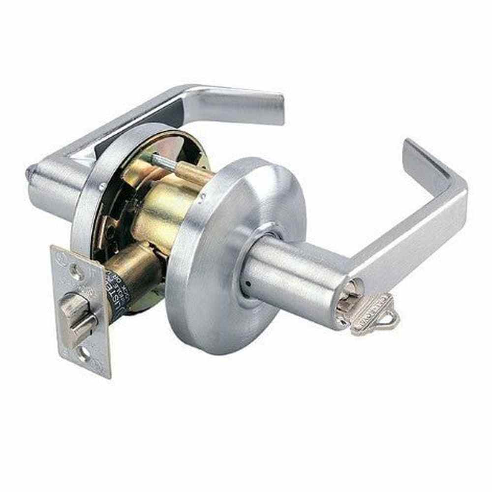 Cal-Royal SL00-26D-2-3/8 satin chrome keyed entry door lever