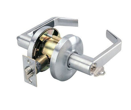 Cal-Royal SL03-2-3/8 Grade 2 Keyed Classroom Door Lever Lockset with 2-3/8" Backset in satin chrome, additional view