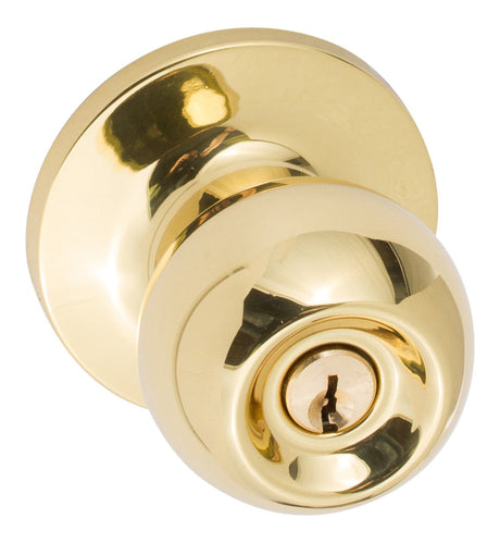 Sure-Loc TA107 3 polished brass keyed entry knob