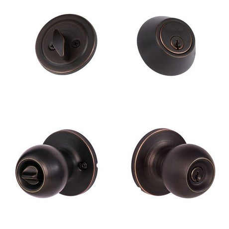 Sure-Loc TA107/DB201 11P vintage bronze keyed entry knob and deadbolt