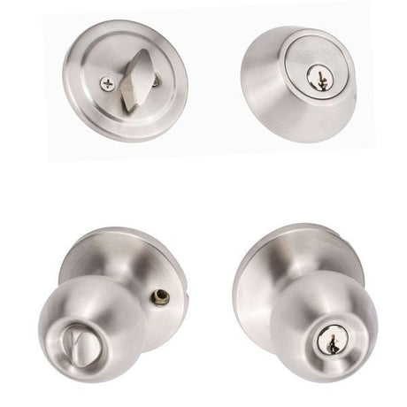 Sure-Loc TA107/DB201 32D satin stainless keyed entry knob and deadbolt