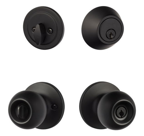Sure-Loc TA107/DB201 FBL flat black keyed entry knob and deadbolt