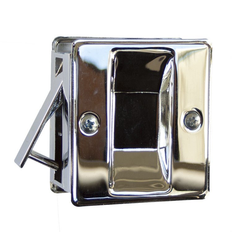 Orca Hardware TH-SQPK-V-15 privacy pocket door lock in satin nickel, additional view